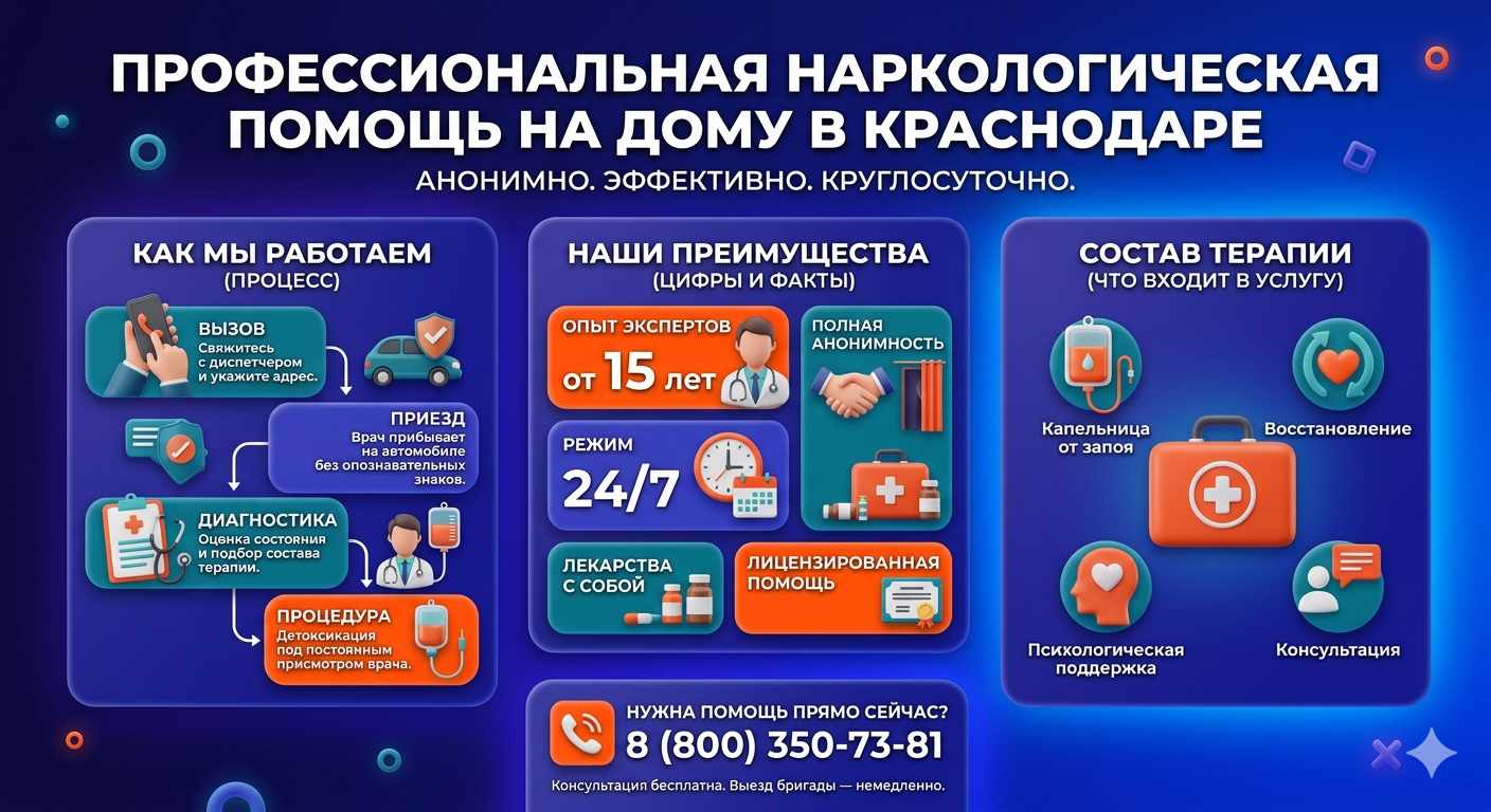Инфографика о принципах лечения алкоголизма на дому в Опочке: этапы вызова нарколога, преимущества анонимной детоксикации и состав медицинской помощи.